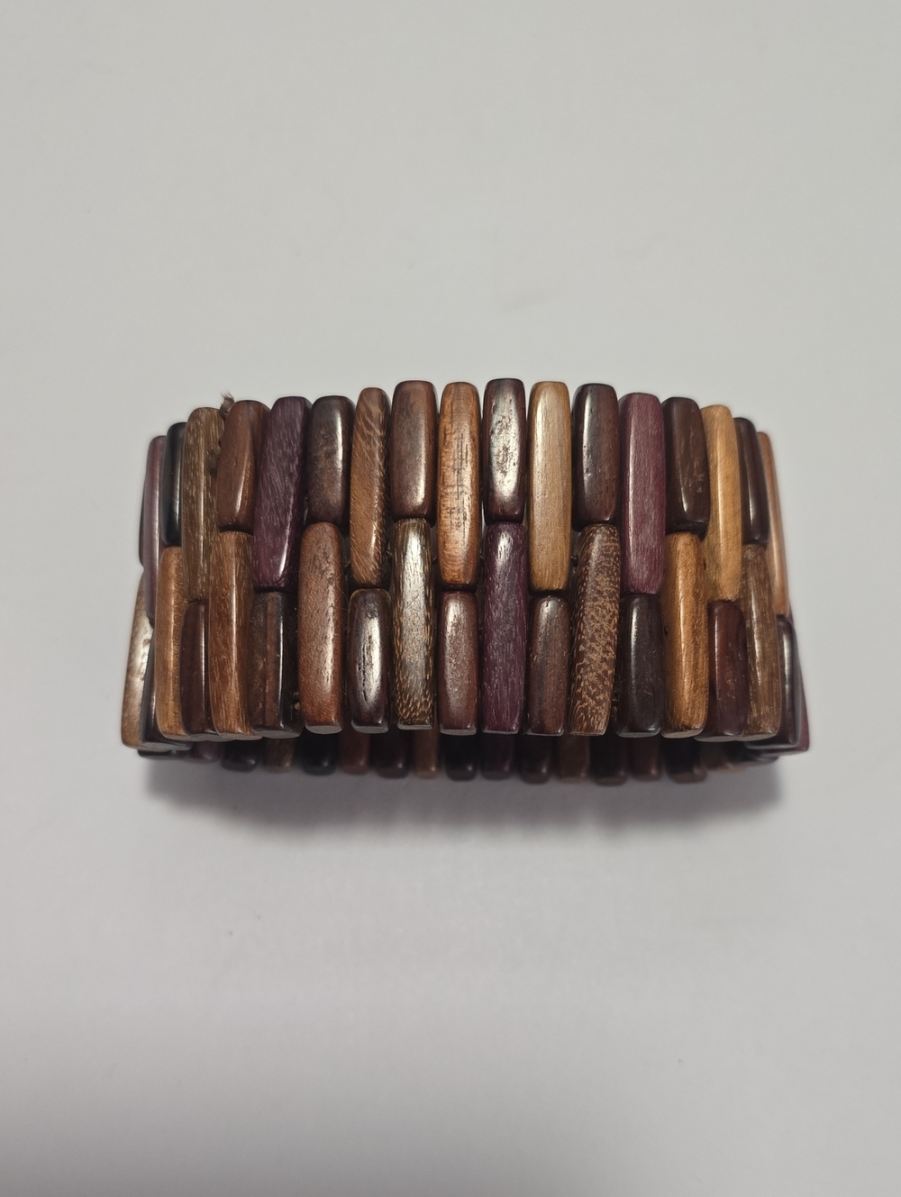 Womens's Wood Bead Stretch Bracelet - Brown Mix